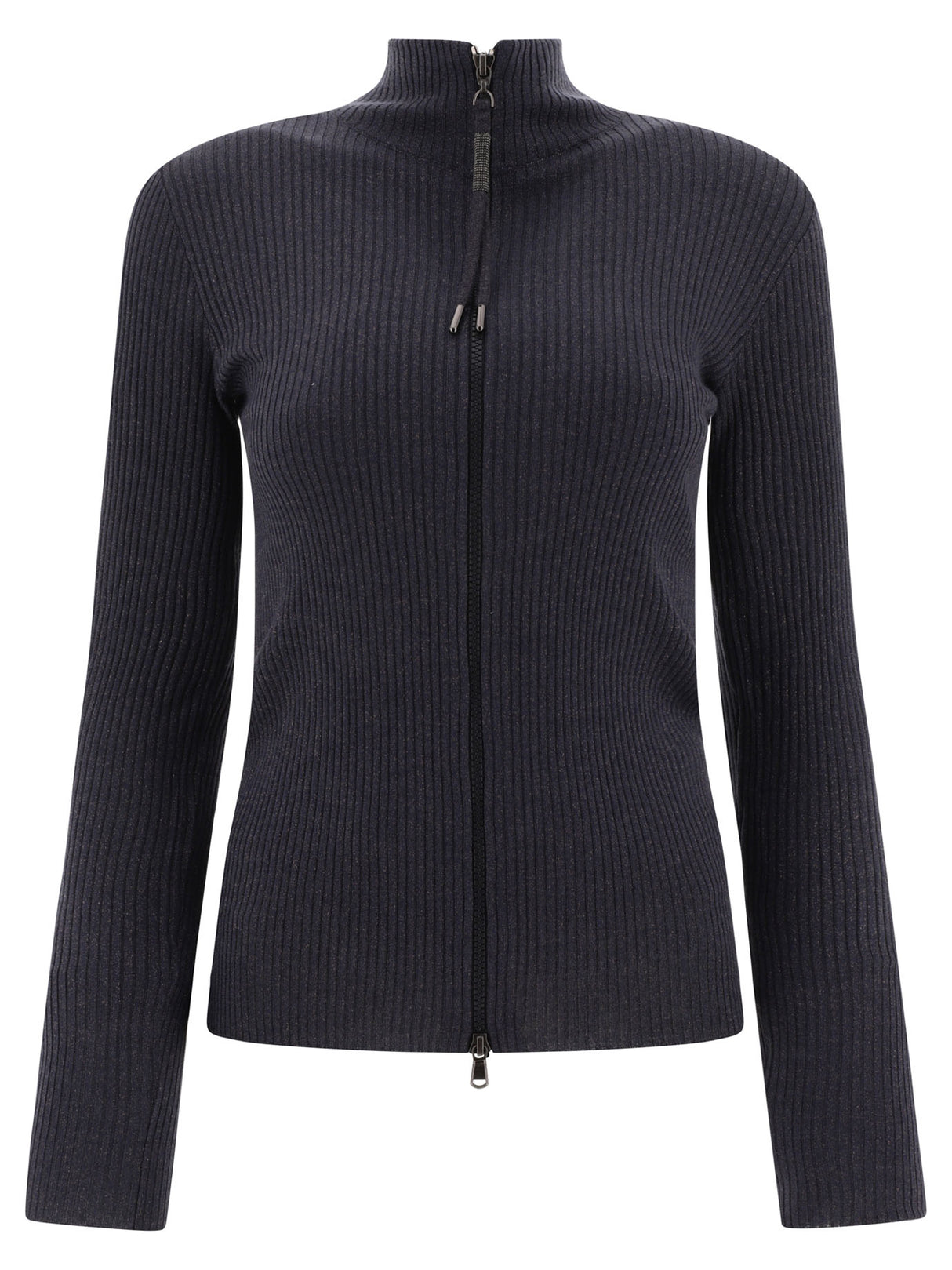 BRUNELLO CUCINELLI Navy Cardigan with Lamé Details for Women - SS24 Collection