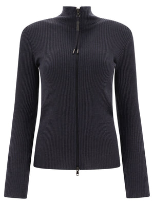 BRUNELLO CUCINELLI Navy Cardigan with Lamé Details for Women - SS24 Collection