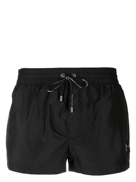 DOLCE & GABBANA Thigh-Length Logo-Plaque Swim Shorts