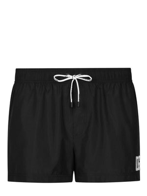 DOLCE & GABBANA Logo Print Swim Shorts for Men in Black - SS24