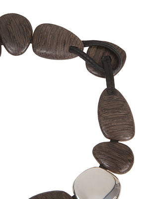 MONIES Handcrafted Gray Wood Necklace for Stylish Women in FW23