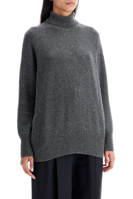 BRUNELLO CUCINELLI Elegant Cashmere-Silk Turtleneck Sweater with Sequin Detail