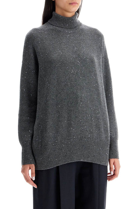 BRUNELLO CUCINELLI Luxury Cashmere-Silk Turtleneck Sweater with Sequins