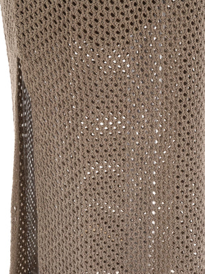 BRUNELLO CUCINELLI Versatile and Chic Women's Grey Midi Skirt - Perfect for Spring and Summer