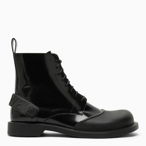 LOEWE Classic Black Leather Lace-Up Boots for Men