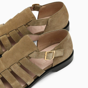 LOEWE Men's Beige Suede Sandals for the Summer Season