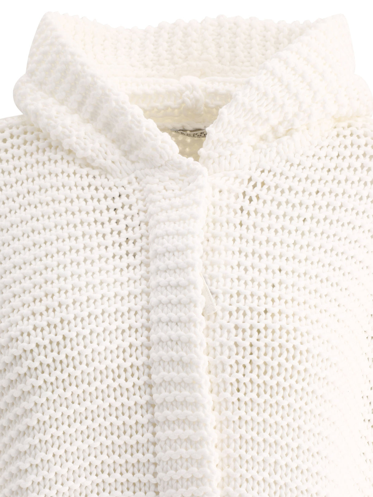 BRUNELLO CUCINELLI Soft Feather Yarn Link Stitch Poncho-Style Cardigan for Women