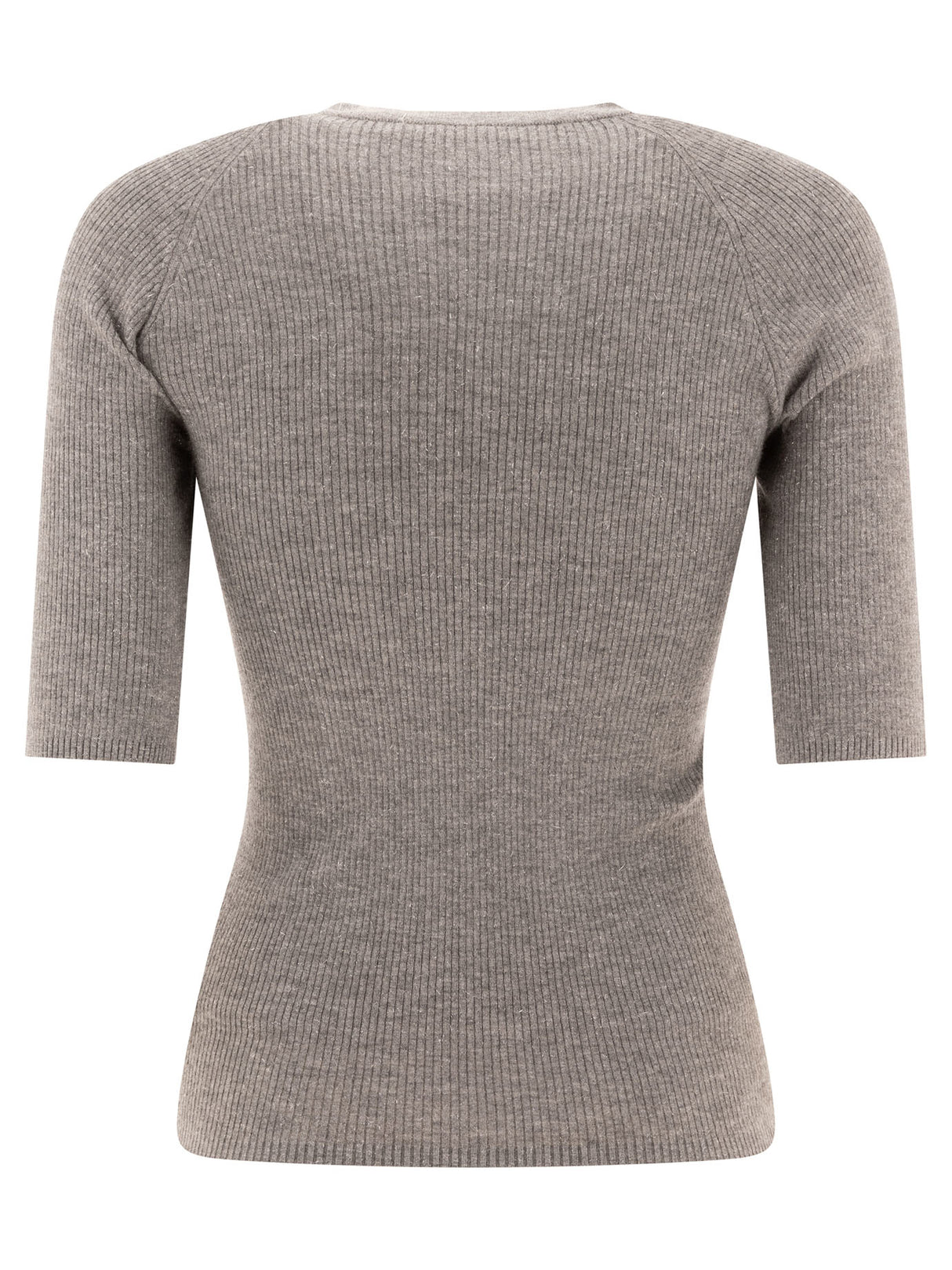 BRUNELLO CUCINELLI Ribbed Cashmere Sparkling Sweater - Regular Fit, Short Sleeves