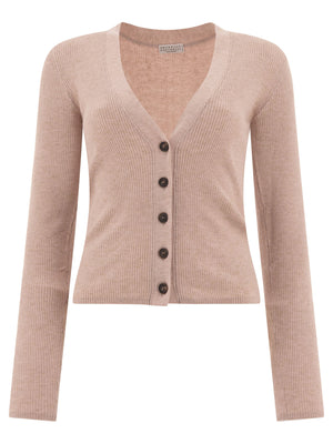 BRUNELLO CUCINELLI Luxe Pink Lurex Cardigan