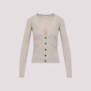 BRUNELLO CUCINELLI Lurex Cashmere Blend Cardigan in Beige