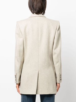 ISABEL MARANT Mélange-effect Double-breasted Wool-blend Blazer for Women in Beige - FW23 Collection