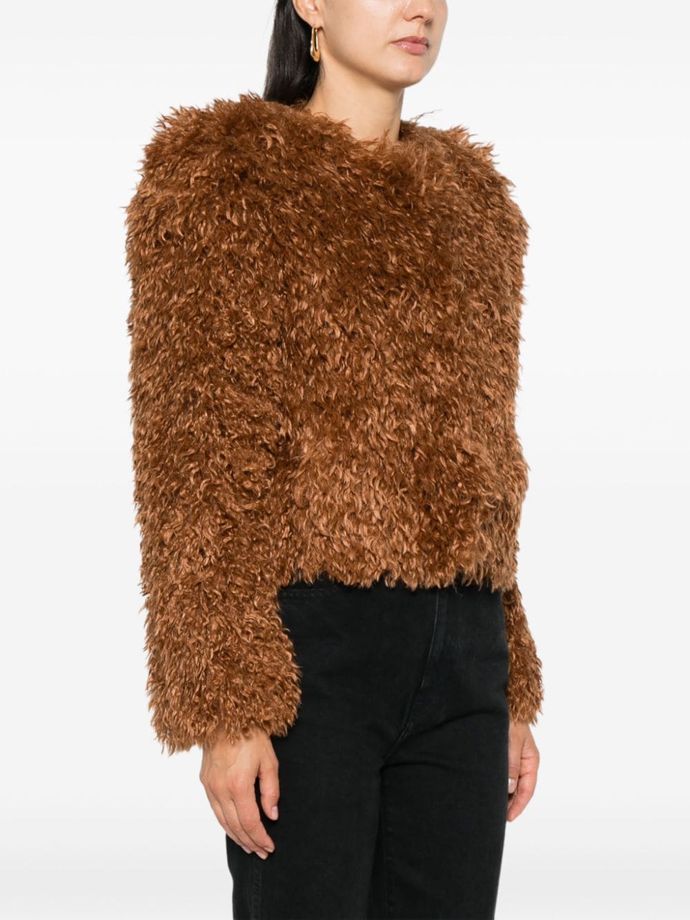 ISABEL MARANT Chic Brown Faux Fur Short Jacket