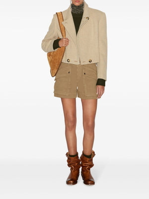 ISABEL MARANT Chic Ecru Wool Blend Mini Coat