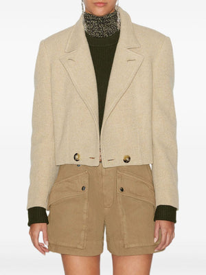 ISABEL MARANT Chic Ecru Wool Blend Mini Coat