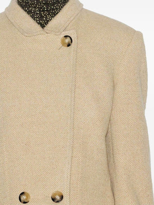 ISABEL MARANT Chic Ecru Wool Blend Mini Coat