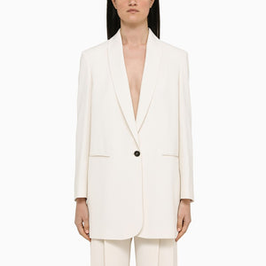 BRUNELLO CUCINELLI White Single-Breasted Jacket for Women - SS23 Collection