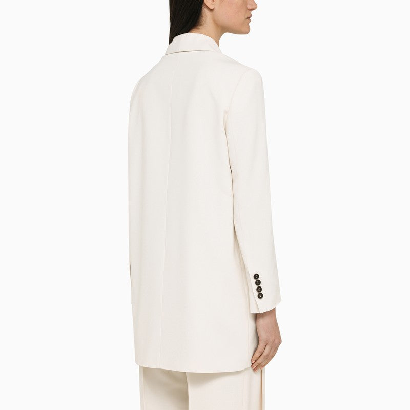 BRUNELLO CUCINELLI White Single-Breasted Jacket for Women - SS23 Collection