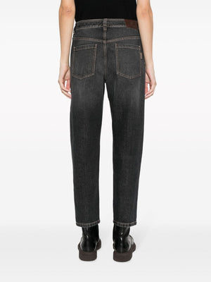 BRUNELLO CUCINELLI Washed Grey Signature Chain Detail Denim Pants