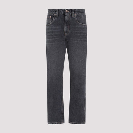 BRUNELLO CUCINELLI Black Washed Cropped Denim Jeans for Women