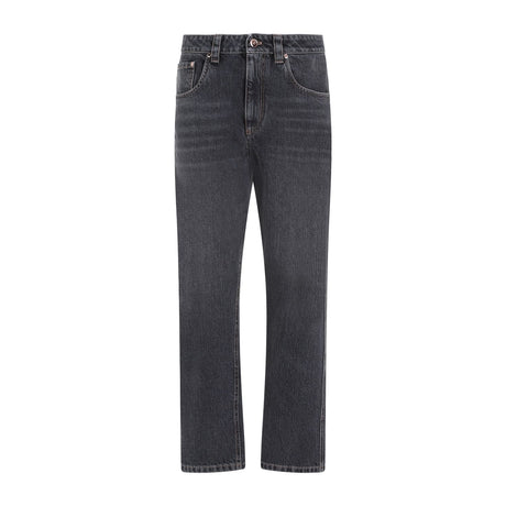 BRUNELLO CUCINELLI Black Washed Cropped Denim Jeans for Women