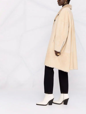 ISABEL MARANT Luxurious Beige Leather Coat - FW21 Collection