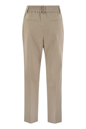 BRUNELLO CUCINELLI Elegant Stretch Cotton Jewel-Embellished Trousers