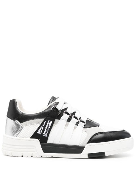 MOSCHINO COUTURE Multicolor Leather Sneakers with Logo-Tape Detailing for Women