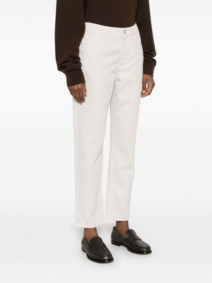 BRUNELLO CUCINELLI Ivory White Cotton Denim Tapered Jeans