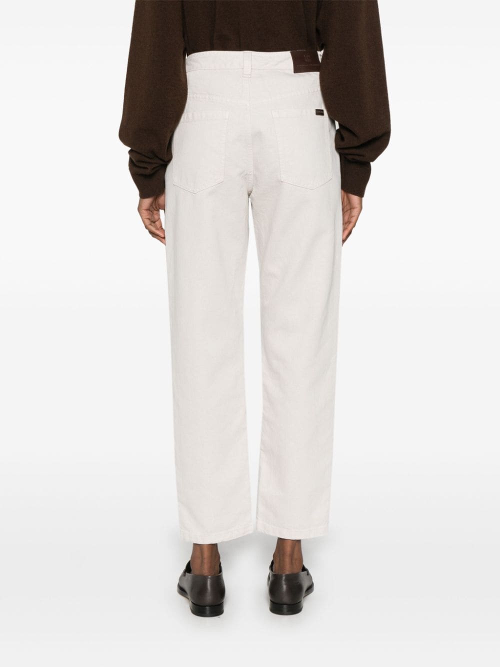 BRUNELLO CUCINELLI Classic Tapered Cotton Trousers - Women's Ivory, FW24