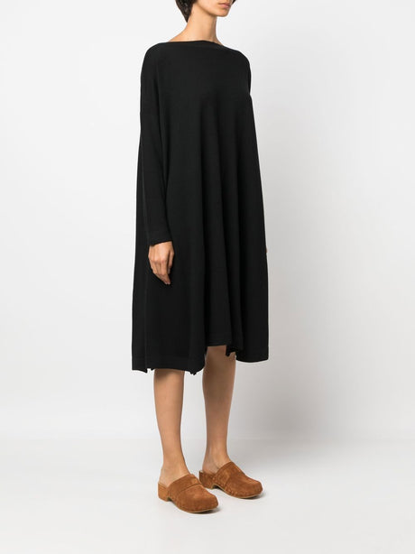  فستان صوف أسود كبير الحجم للسيدات - FW23