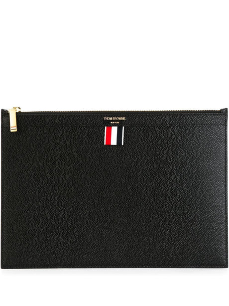 THOM BROWNE Mini Document Holder in Pebble Grain Leather