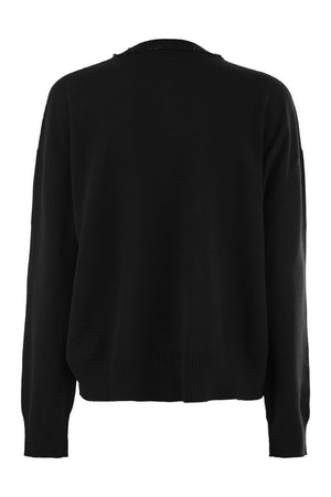 FABIANA FILIPPI Platinum Sequin Trim V-Neck Sweater