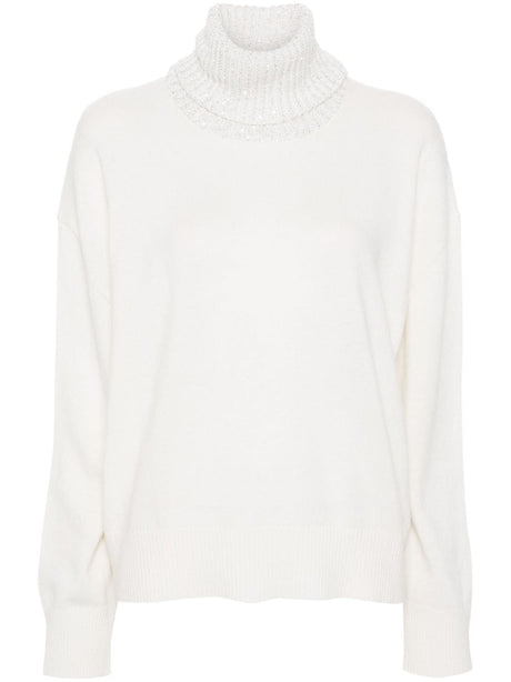 FABIANA FILIPPI Wool and Silk Blend Sequin-Embellished Turtleneck Sweater