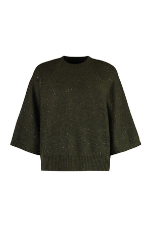 FABIANA FILIPPI Luxe Wool-Blend Crew-Neck Sweater with Sequin Accents