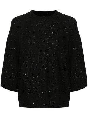 FABIANA FILIPPI Ribbed Knit Sequin Embellished Sweater - Three-Quarter Sleeves