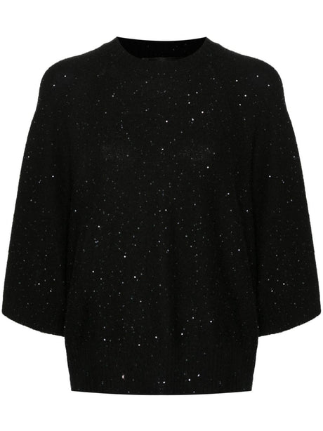 FABIANA FILIPPI Ribbed Knit Sequin Embellished Sweater - Three-Quarter Sleeves