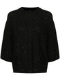 FABIANA FILIPPI Ribbed Knit Sequin Embellished Sweater - Three-Quarter Sleeves