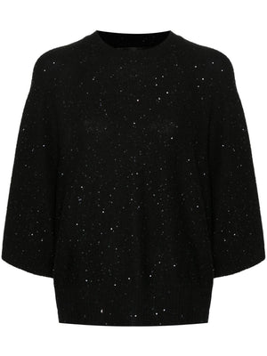 FABIANA FILIPPI Elegant Black Wool-Silk Blend Sequined Top