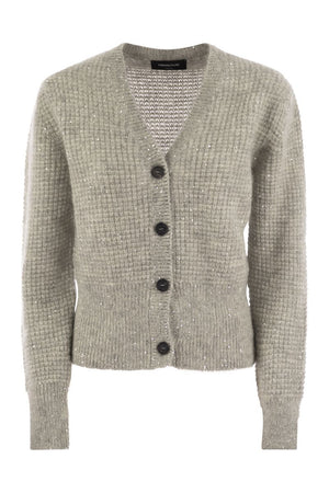 FABIANA FILIPPI MOHAIR BLEND CARDIGAN WITH MICRO SEQUINS