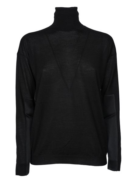 Black Fine-Knit Panelled Jumper