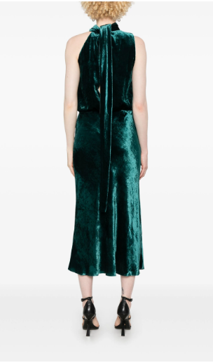 PINKO Elegant Velvet Dress with Rear Tie Closure