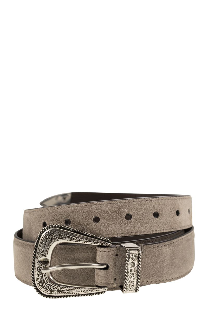 BRUNELLO CUCINELLI Inverted Leather Belt with Machined Buckle - 2.5 cm Height