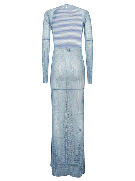 فستان أزرق طويل مكشوف الظهر من سانتا براندز للنساء - FW23