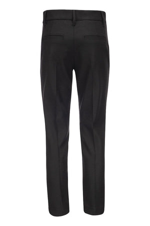 BRUNELLO CUCINELLI Slim Cigarette Trousers in Stretch Wool with Ankle Slit