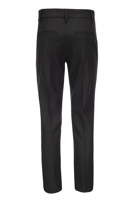 Sophisticated Stretch Wool Cigarette Trousers for Women with Ankle Slit