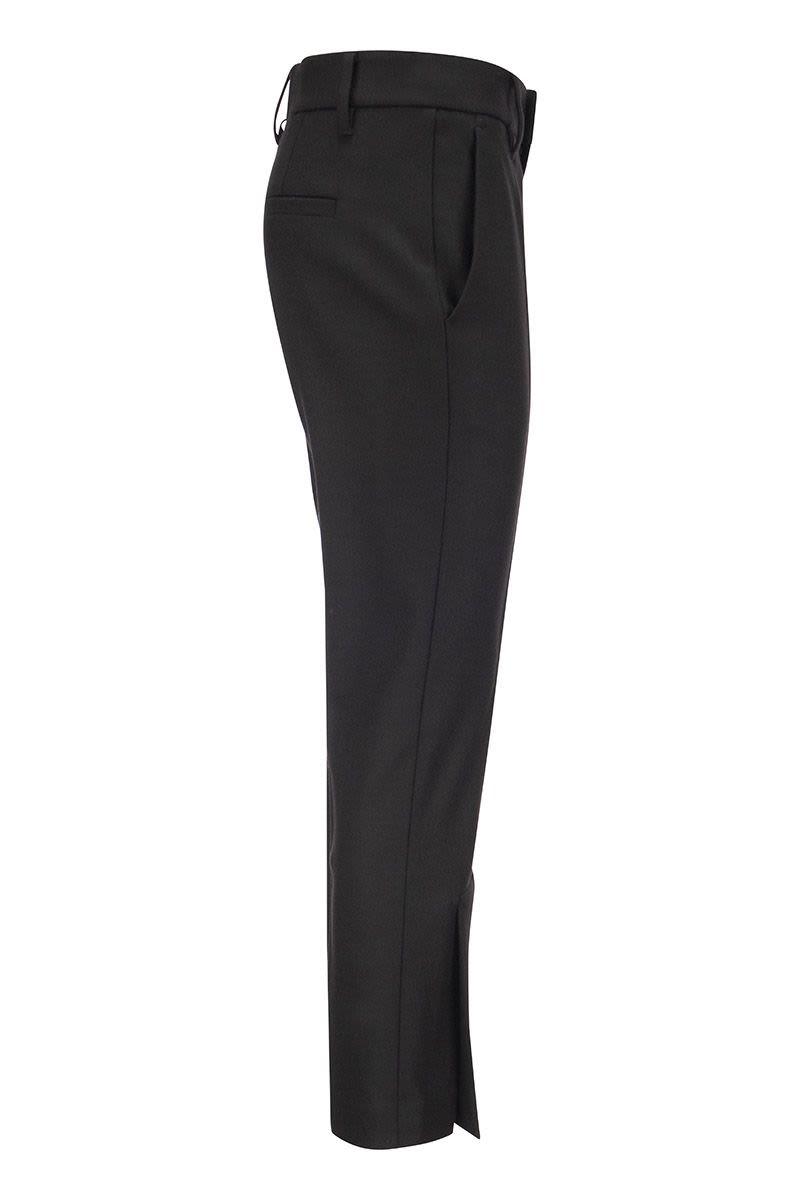 Sophisticated Stretch Wool Cigarette Trousers for Women with Ankle Slit