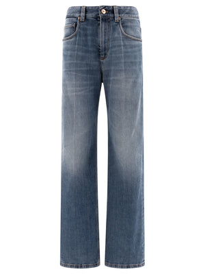 BRUNELLO CUCINELLI High-Rise Baggy Jeans with Shiny Detail