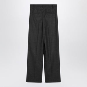 BRUNELLO CUCINELLI Wide-Leg Wool Trousers for Women - Dark Grey