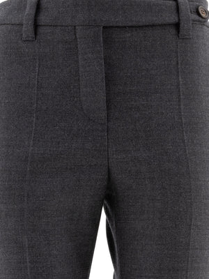 BRUNELLO CUCINELLI Elegant Wool Cigarette Trousers with Monili Bead Detail