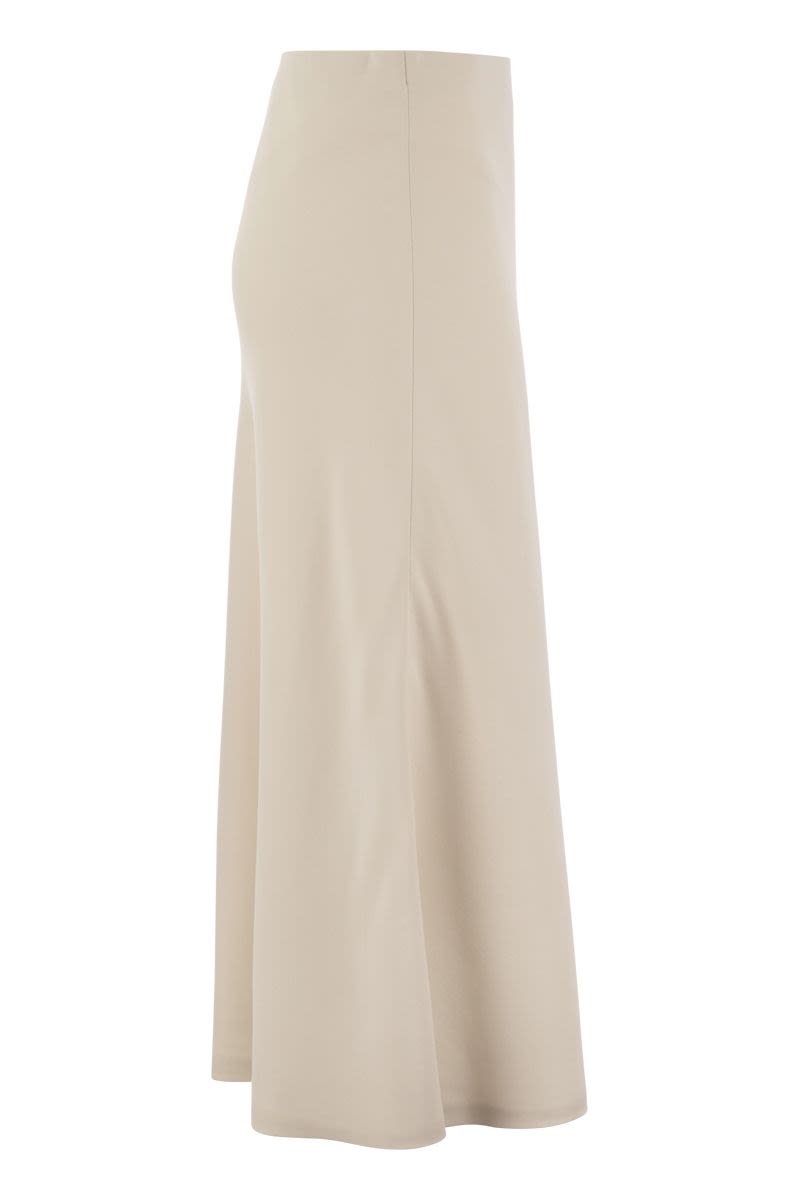 BRUNELLO CUCINELLI Elegant Fluted Ivory Skirt in Comfort Twill